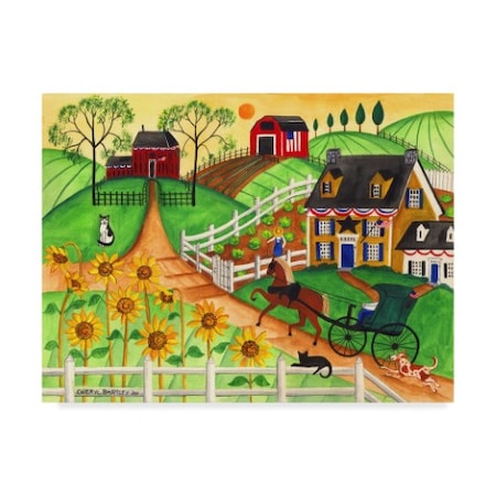Cheryl Bartley 'Country Sunflower Quilt Farm' Canvas Art,24x32